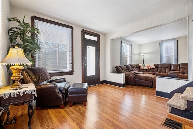 living room featuring light hardwood / wood-style flooring