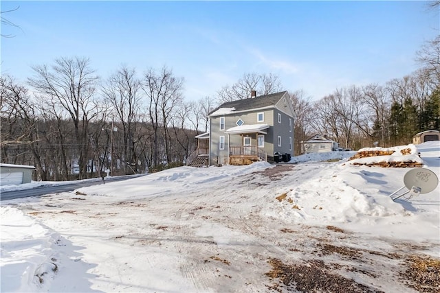 view of snow covered exterior