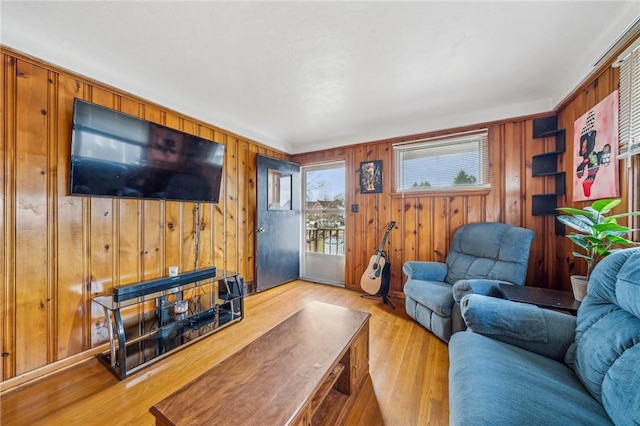 living room featuring light wood-type flooring