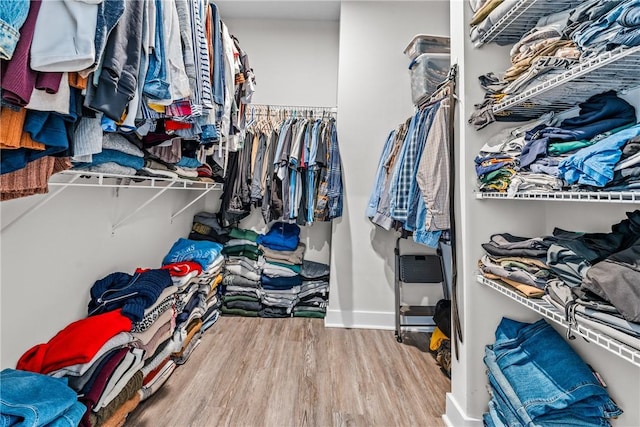 spacious closet featuring hardwood / wood-style flooring