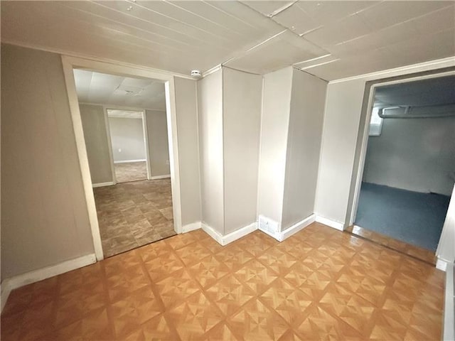 unfurnished room with light parquet floors