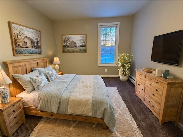 bedroom with a baseboard radiator