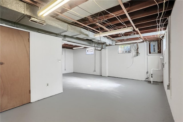 basement with electric panel