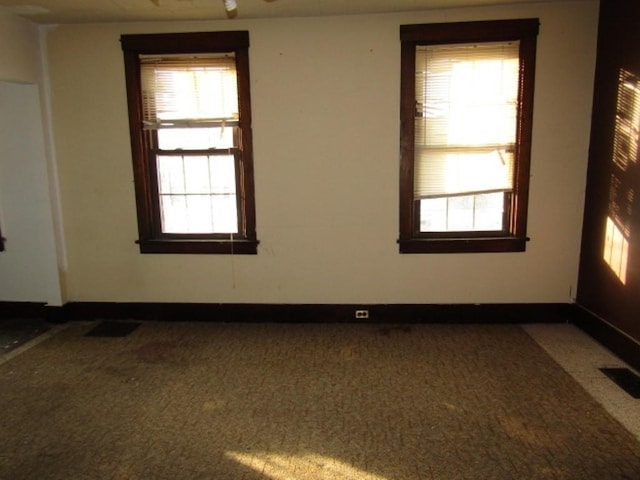 carpeted spare room featuring a healthy amount of sunlight