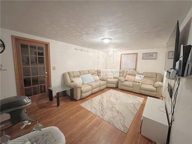 living room featuring light wood-type flooring