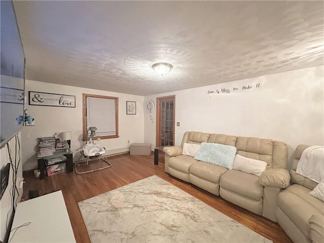 living room with hardwood / wood-style floors