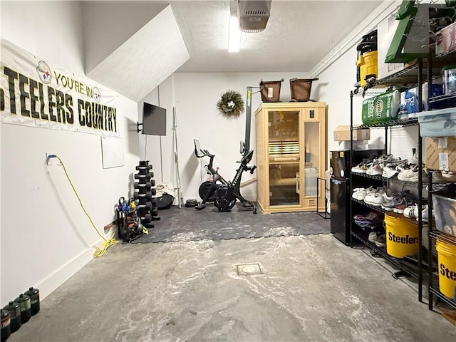 interior space featuring a garage door opener