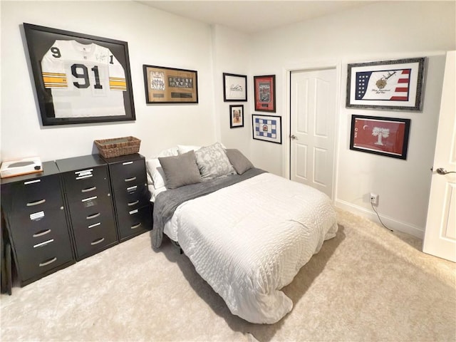 carpeted bedroom featuring a closet