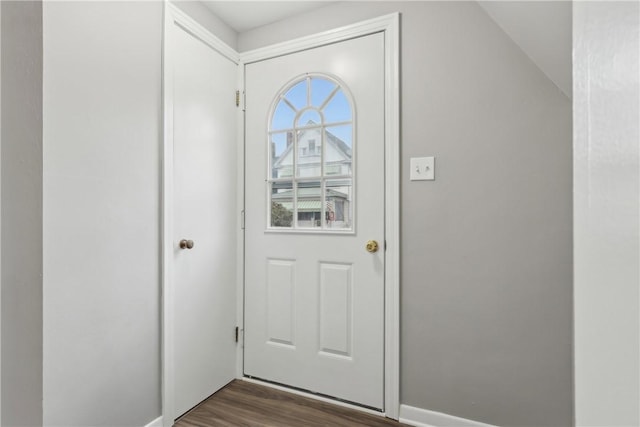 doorway to outside with dark hardwood / wood-style floors