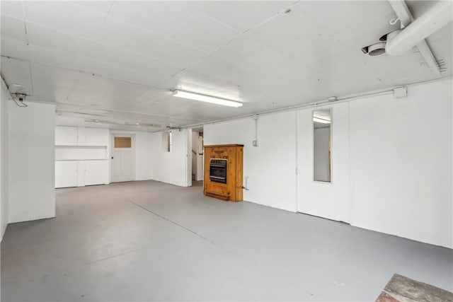 basement with heating unit