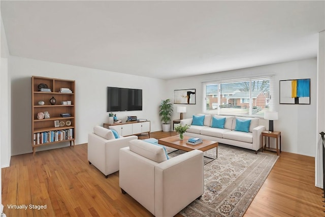 living room featuring light wood-type flooring