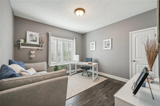 office area featuring dark wood-type flooring