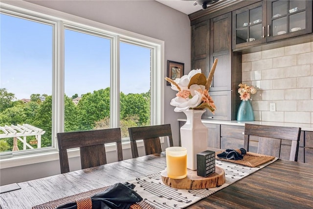 dining space featuring hardwood / wood-style flooring