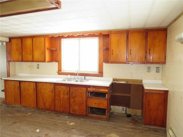 kitchen featuring sink and dark hardwood / wood-style floors