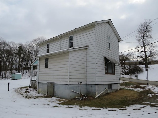 view of snow covered exterior