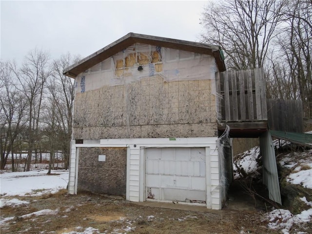 exterior space with a garage