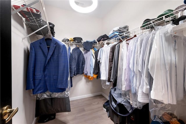 spacious closet with hardwood / wood-style floors