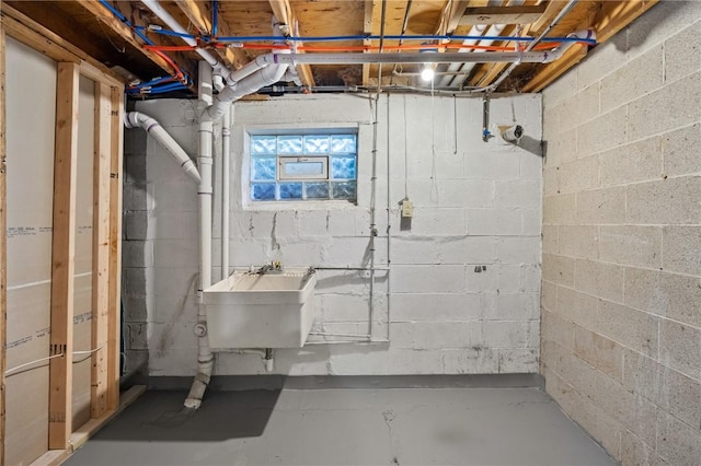 basement with sink