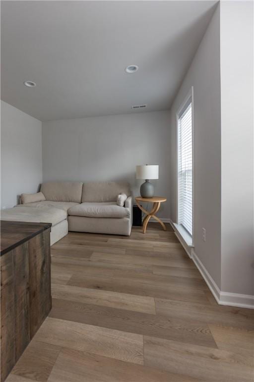 living room featuring light hardwood / wood-style flooring