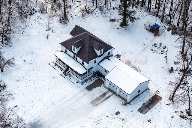 view of snowy aerial view