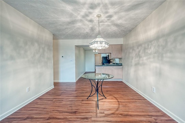 dining space with dark wood-type flooring