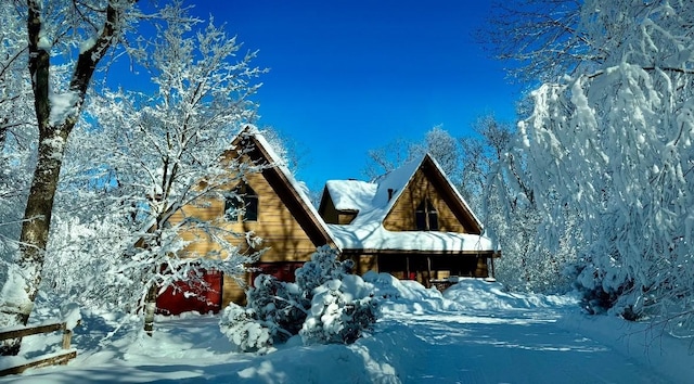 view of snow covered exterior