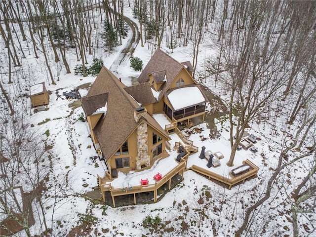 view of snowy aerial view