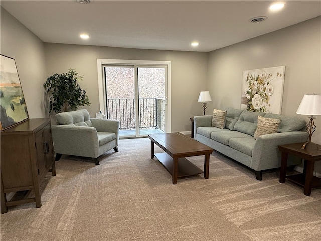 living room with carpet floors