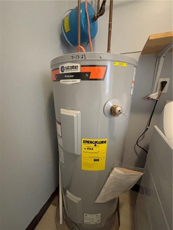 utility room with electric water heater