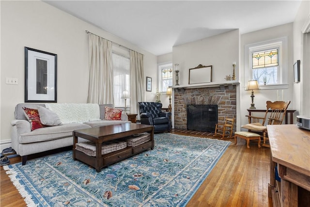 2515 Middle Rd, Hampton, PA 15116 - living room with plenty of natural light, wood finished floors, and a fireplace