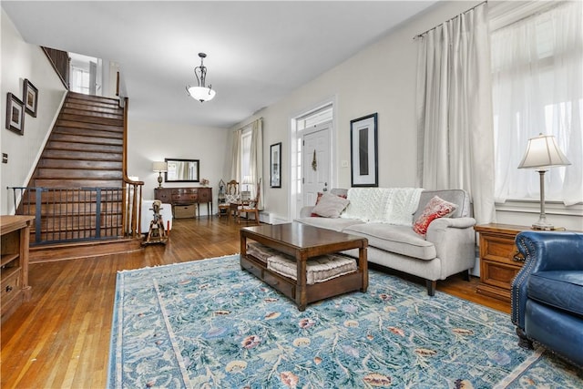2515 Middle Rd, Hampton, PA 15116 - living room featuring hardwood / wood-style flooring and stairway