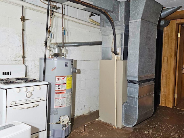 utilities featuring heating unit and gas water heater