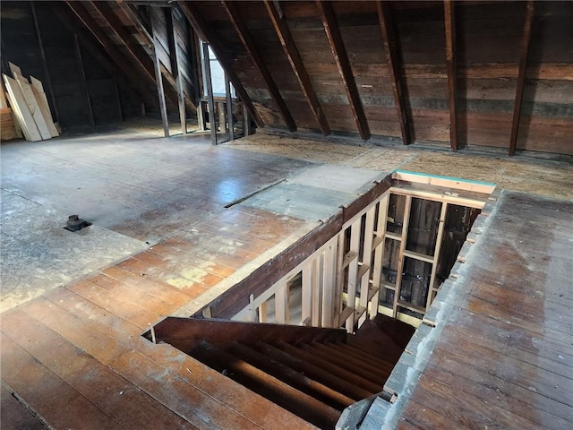 view of unfinished attic