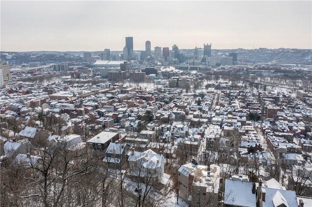 birds eye view of property featuring a view of city