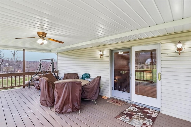 deck featuring ceiling fan