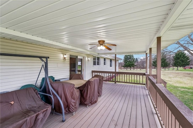 deck featuring ceiling fan