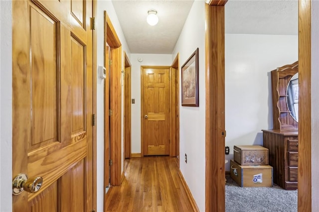 corridor with light hardwood / wood-style flooring