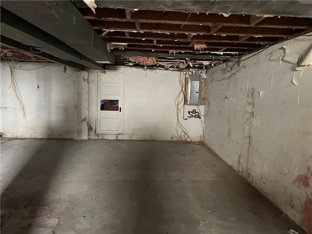 basement with electric panel