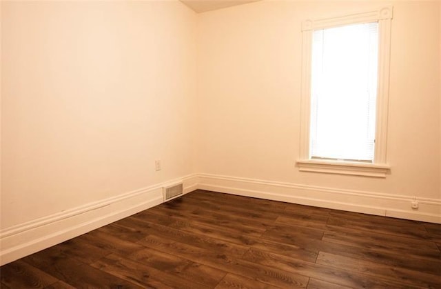 empty room with dark wood-type flooring