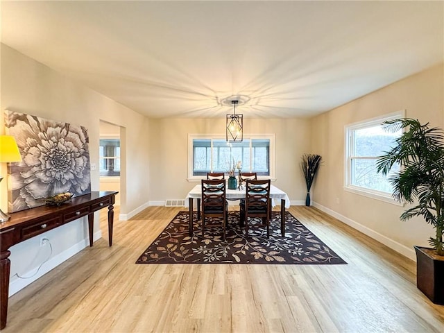 dining area featuring light hardwood / wood-style flooring