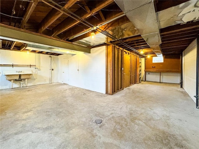 basement with sink