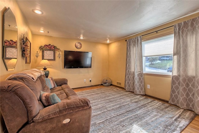 living room featuring hardwood / wood-style flooring