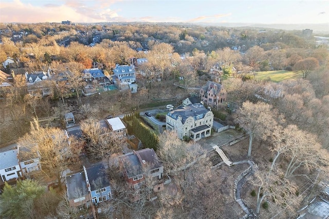 view of aerial view at dusk