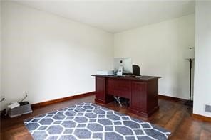 office area featuring dark hardwood / wood-style flooring