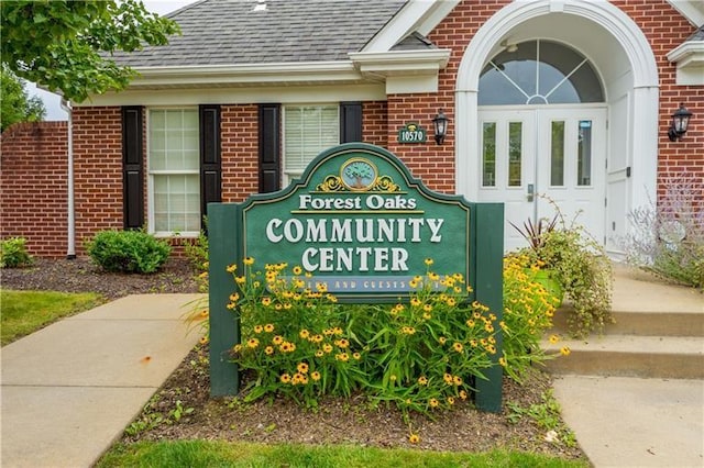 view of community sign