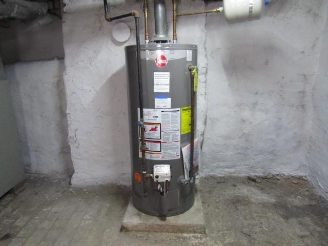 utility room with gas water heater