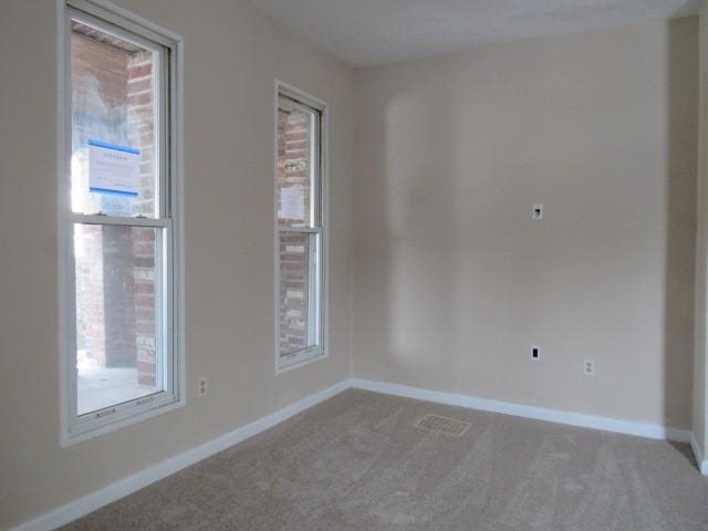 carpeted spare room featuring a wealth of natural light