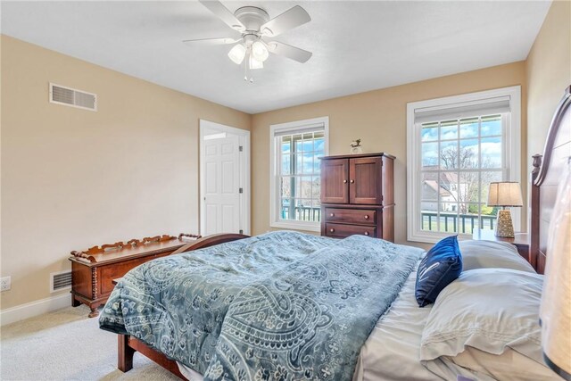 bedroom with carpet flooring and ceiling fan