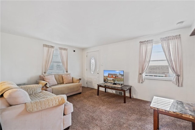 living room with carpet floors