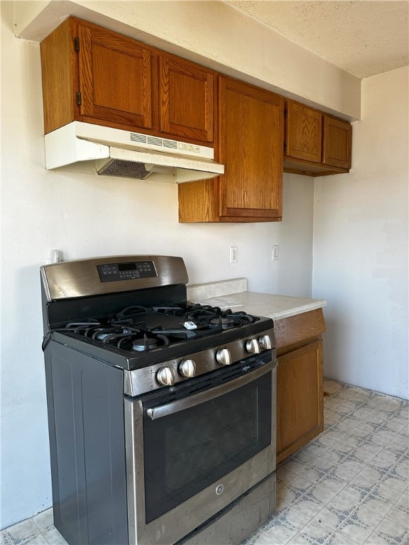 kitchen featuring stainless steel gas range oven